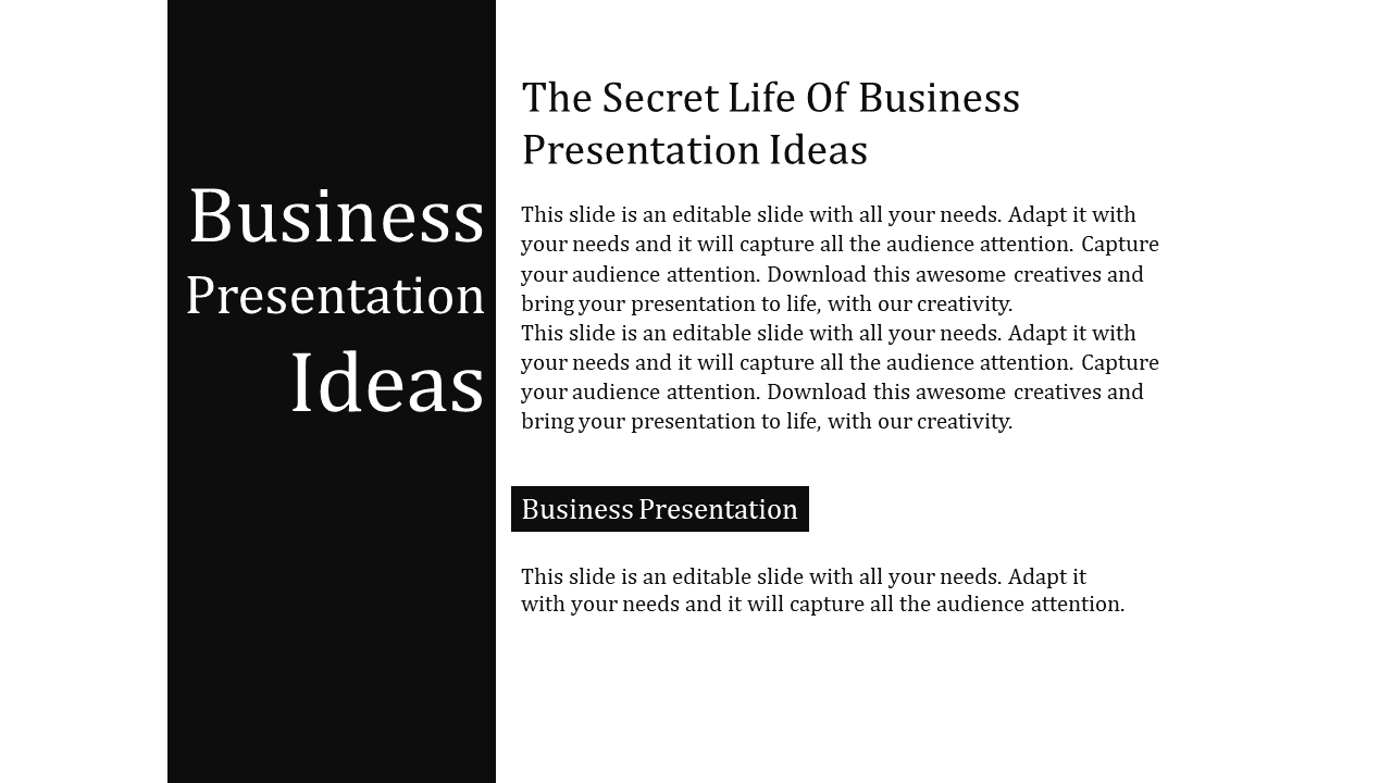 Editable Business Presentation Ideas PPT And Google Slides